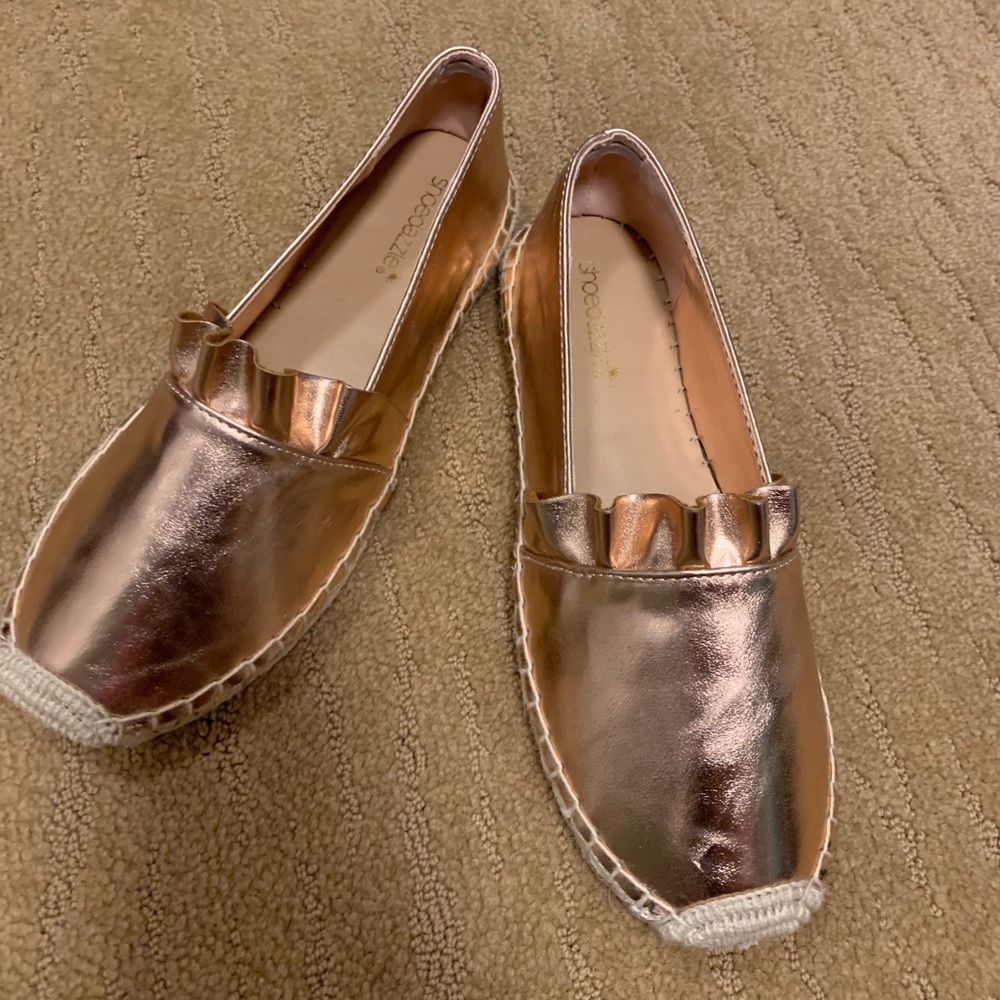 Rose Gold slip-on espadrilles